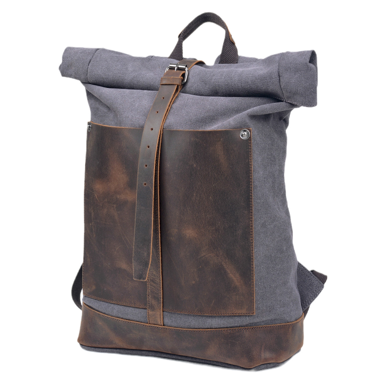 Men’s Waxed‑Canvas Roll‑Top Ru - Leather Work Rucksack Mens ulasan dan harga